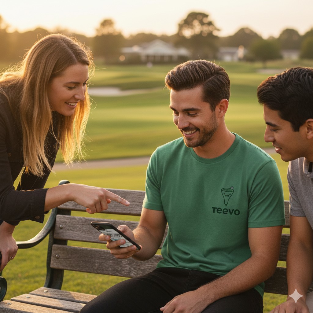 Golfers at the course using the Teevo app together